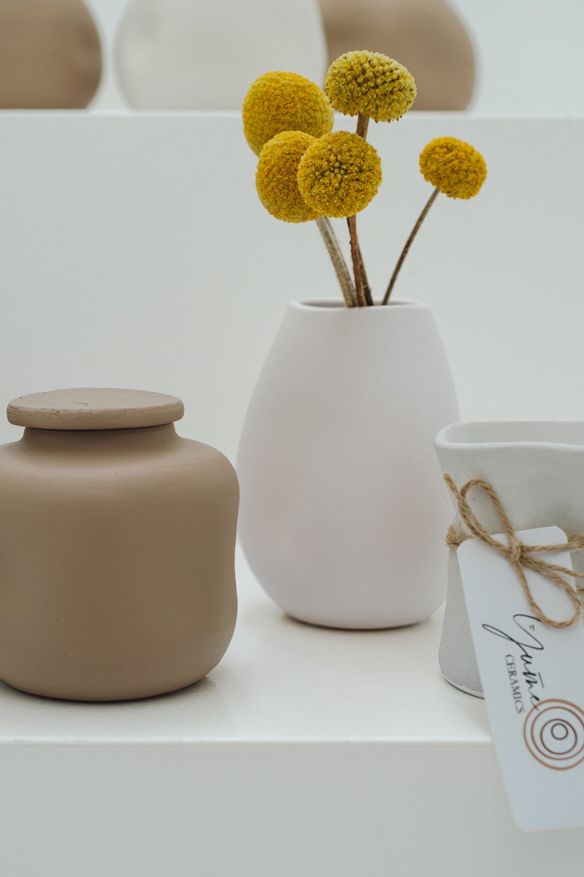 BOHO – handgemaakt vaasje 11 cm in mokka taupe