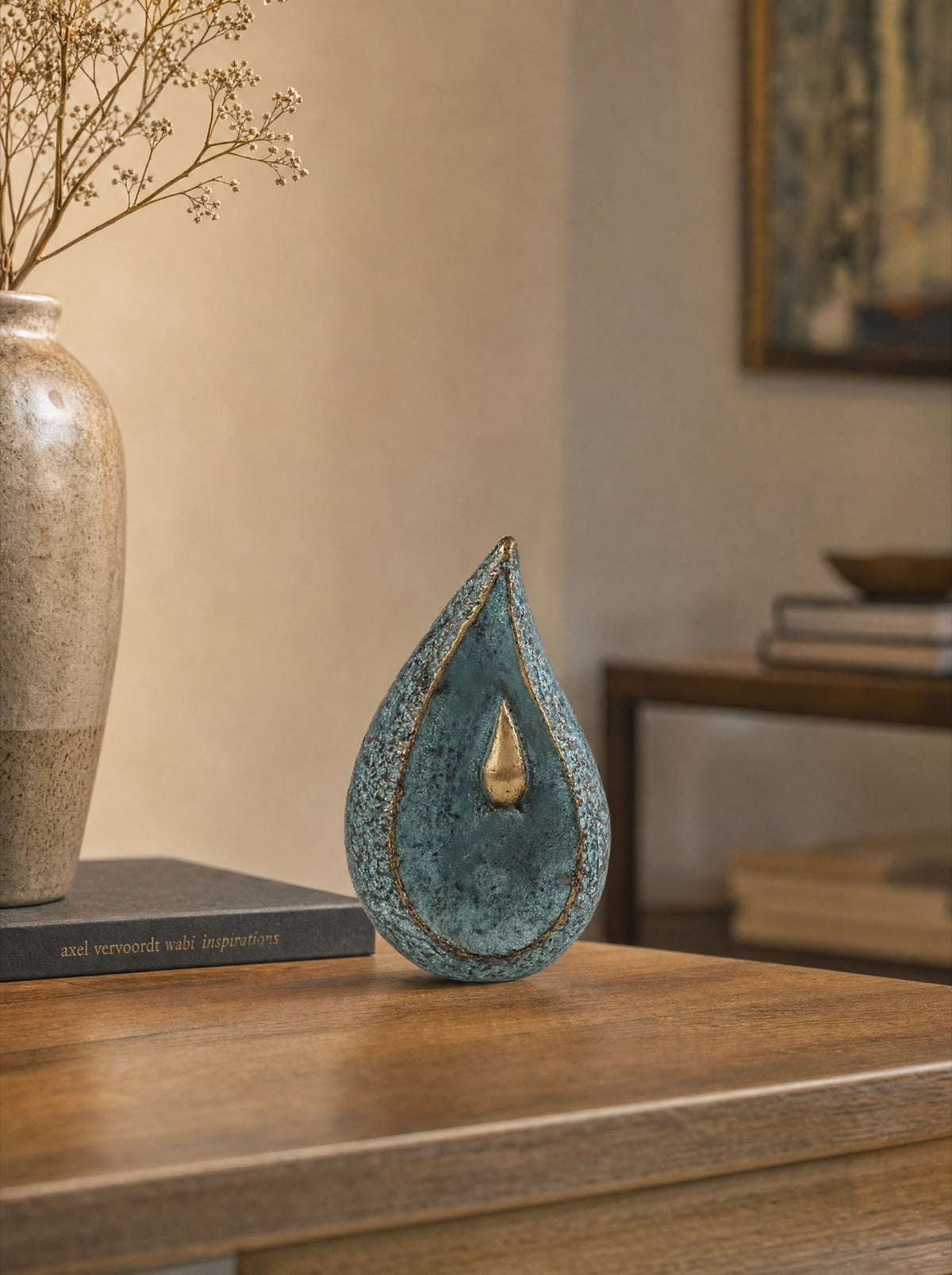 Mini urn brons 10 cm, druppel