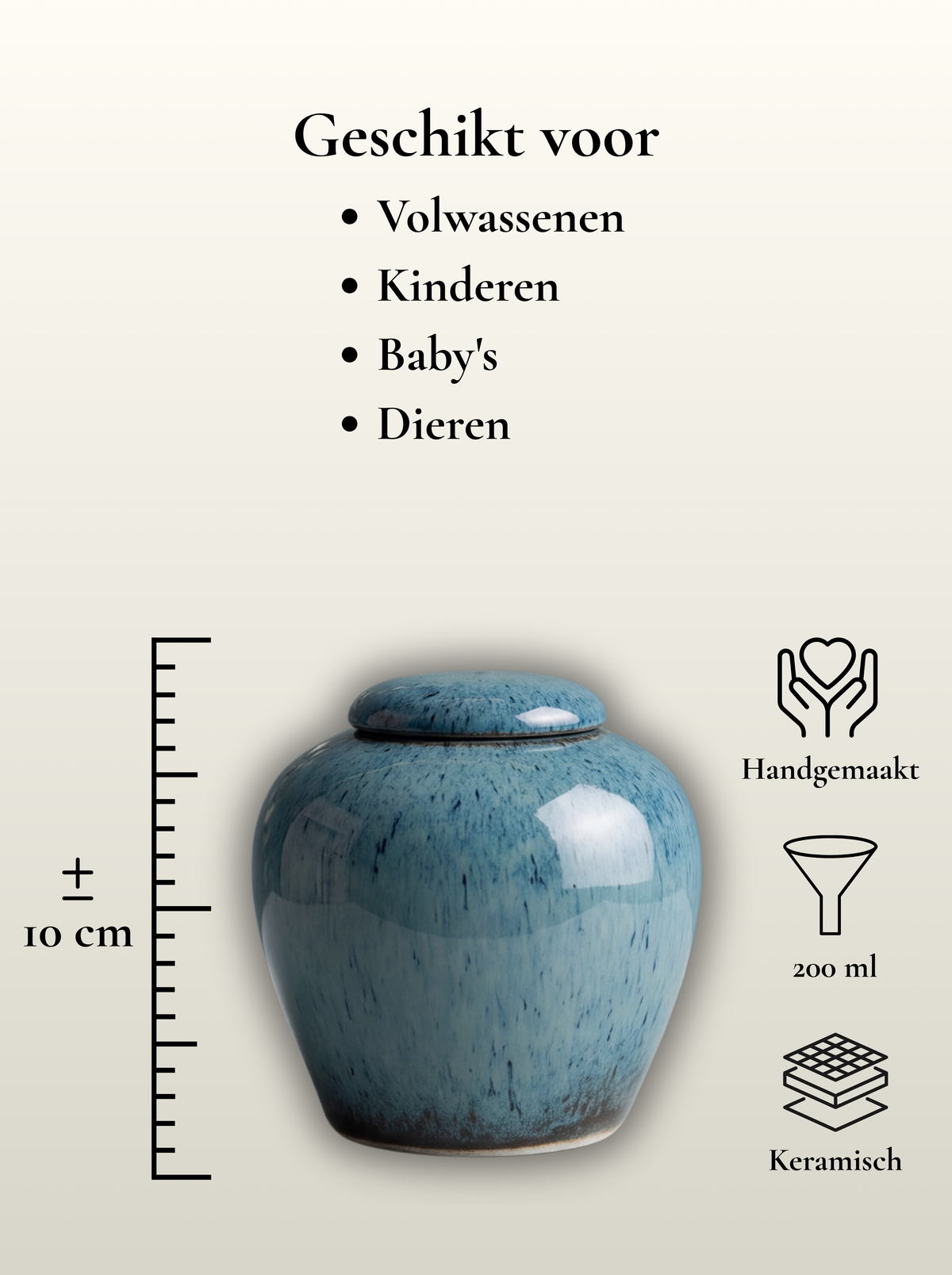 Mini urn 200 ml keramiek, Aqua – Amalfi | Stilte & Vorm