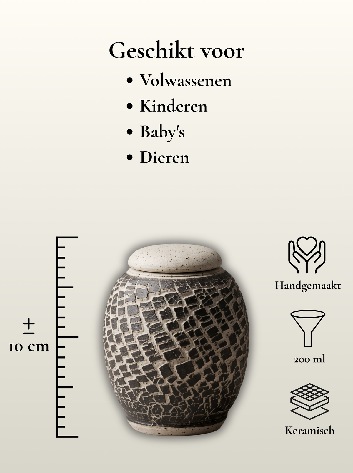 Mini urn 200 ml keramiek, Pietra – Bari | Stilte & Vorm