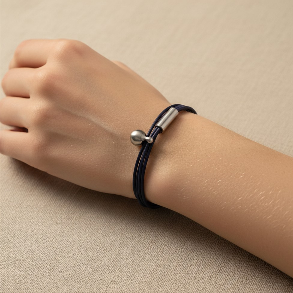 Marineblauwe Charm Armband in edelstaal