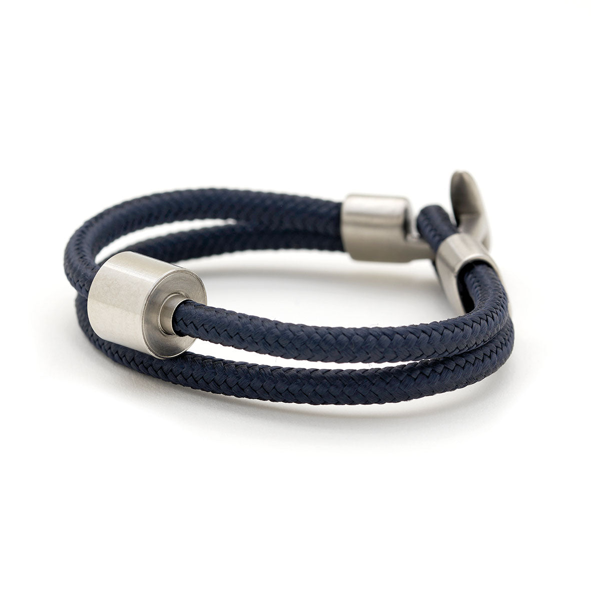 Navy Blauw Koord Armband in edelstaal