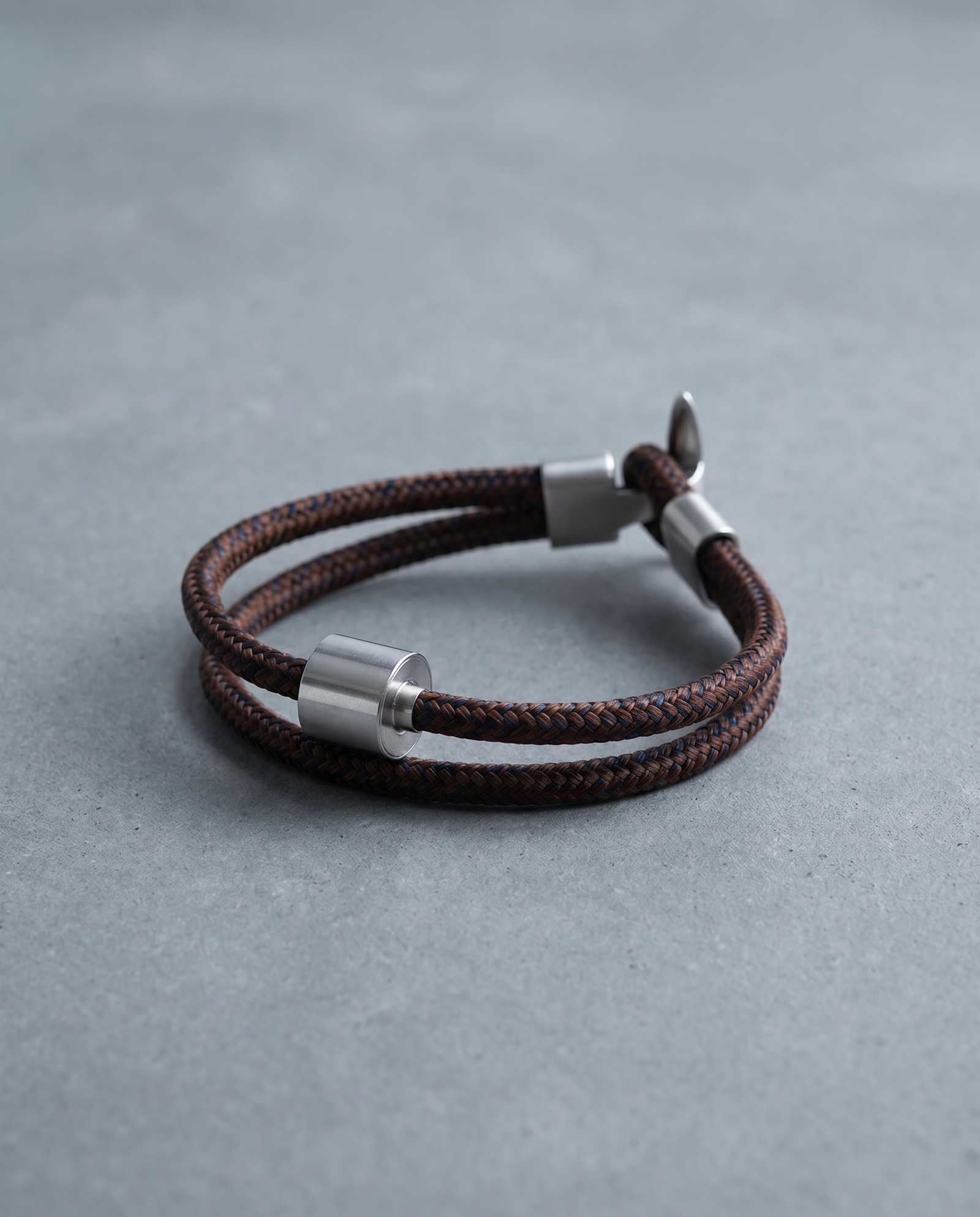 Bruin & Navy Koord Armband in edelstaal