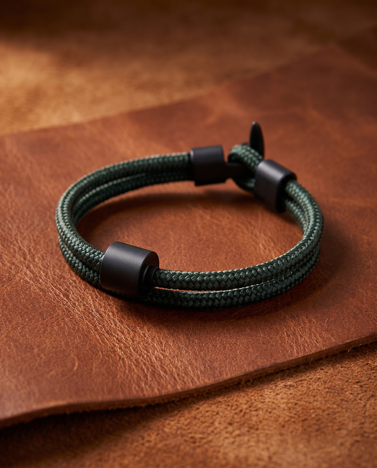 NATO Green Koord Armband in black edition