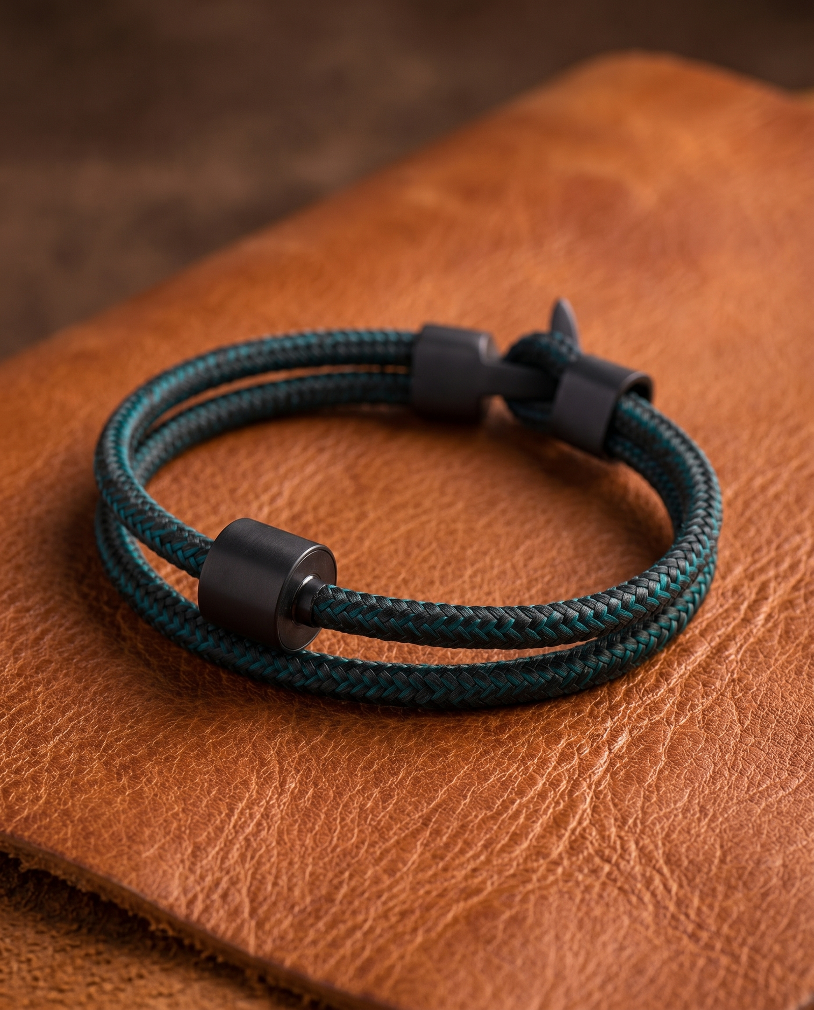 Black & Petrol Koord Armband in black edition