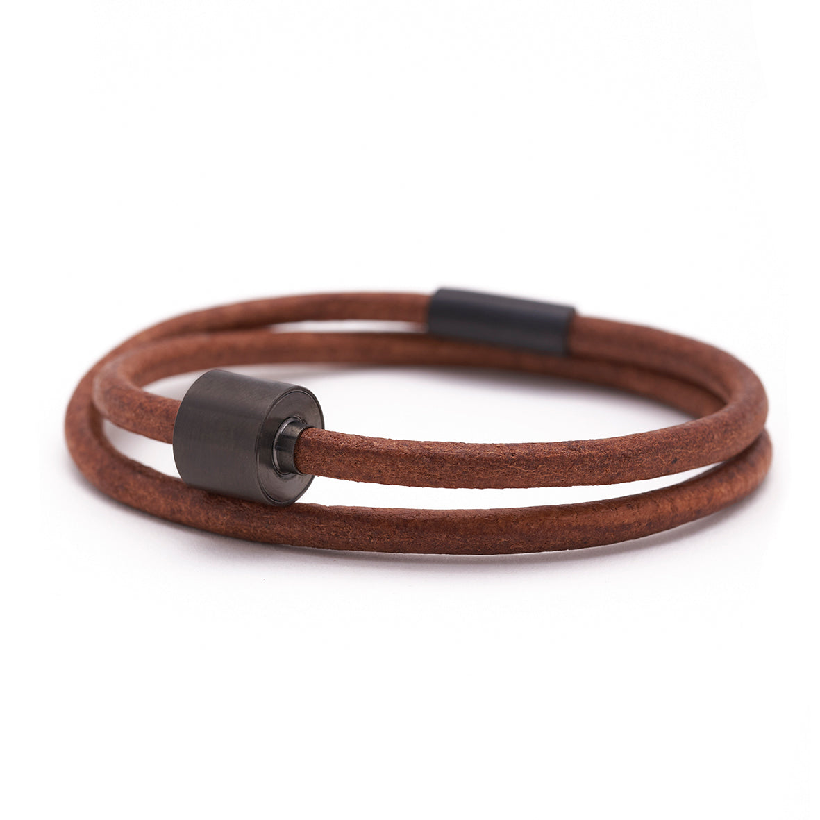 Cognac Glad Leer Armband in black edition