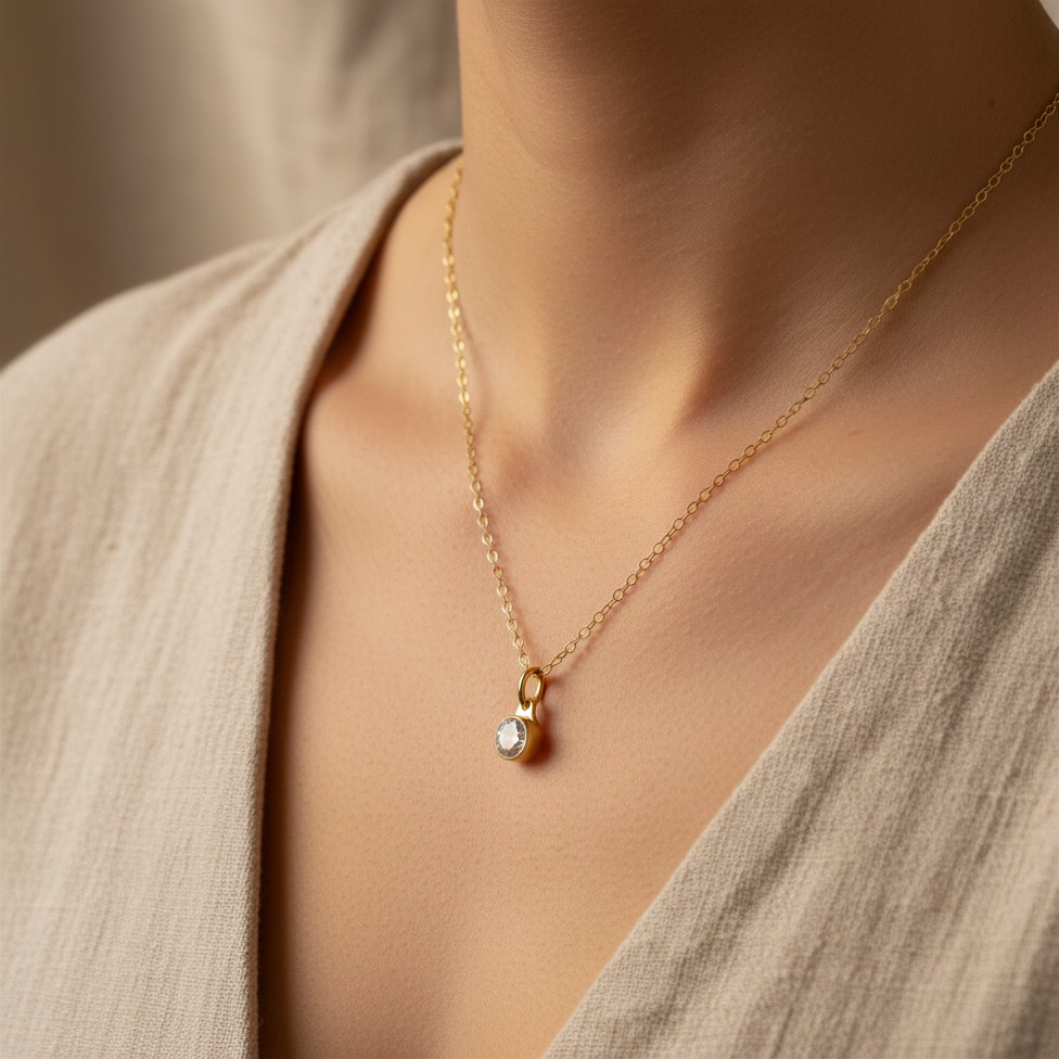 April Diamant Pendant verguld