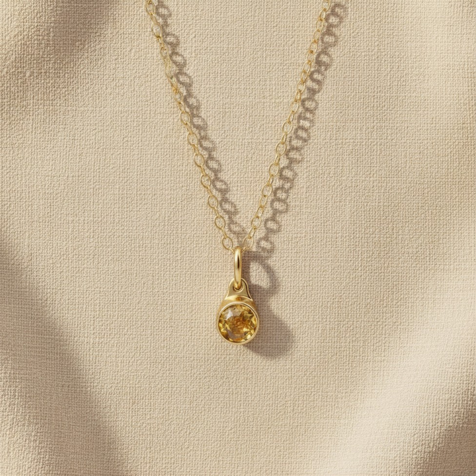 November Citrien Pendant verguld