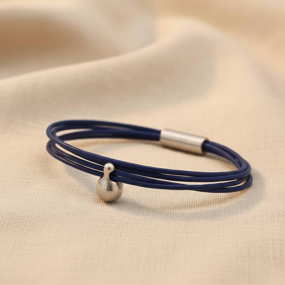 Marineblauwe Charm Armband in edelstaal