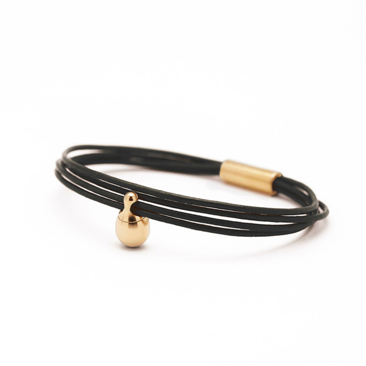 Zwarte Charm Armband verguld