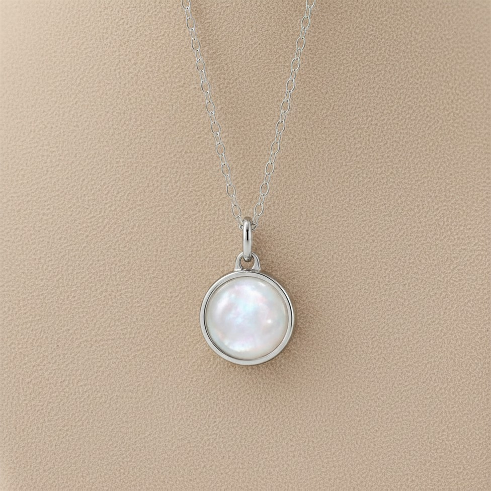 Parelmoer Pendant in edelstaal