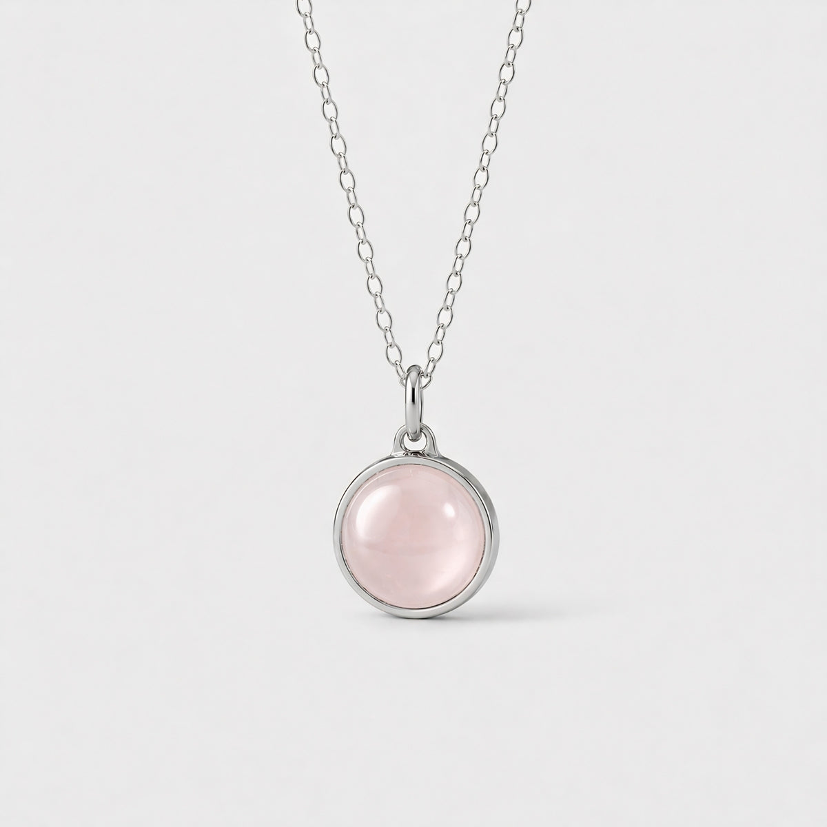 Rozenkwarts Pendant in edelstaal