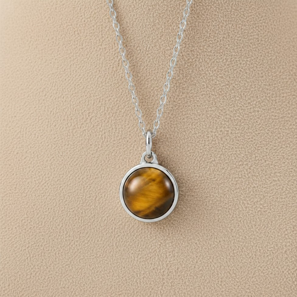 Tijgeroog Pendant in edelstaal