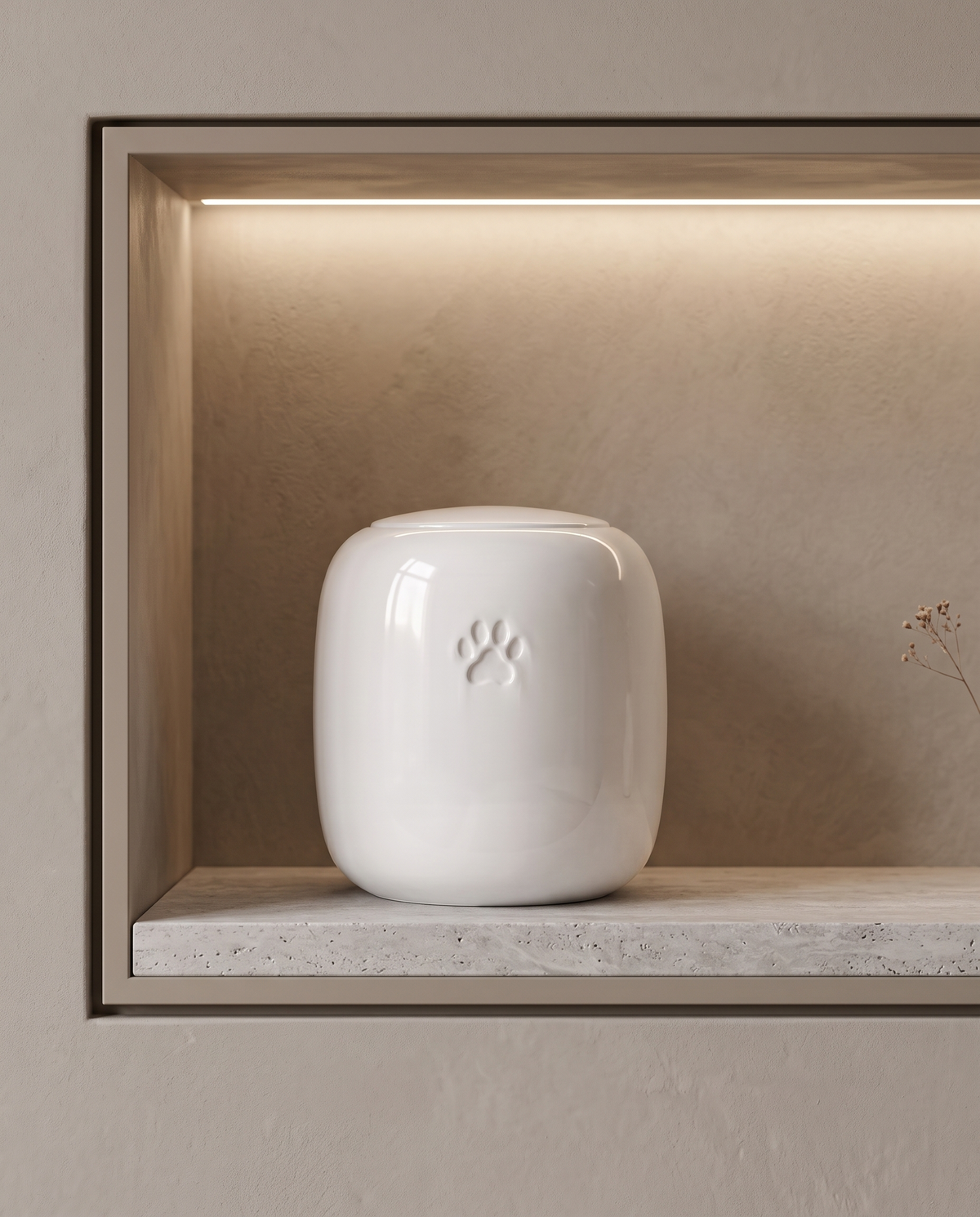 Urn voor dieren keramiek, gebroken wit, AURA