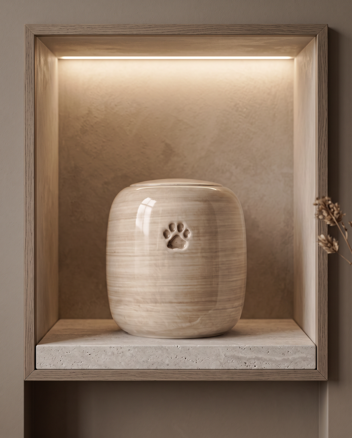 Urn voor dieren keramiek, touwbeige, AURA