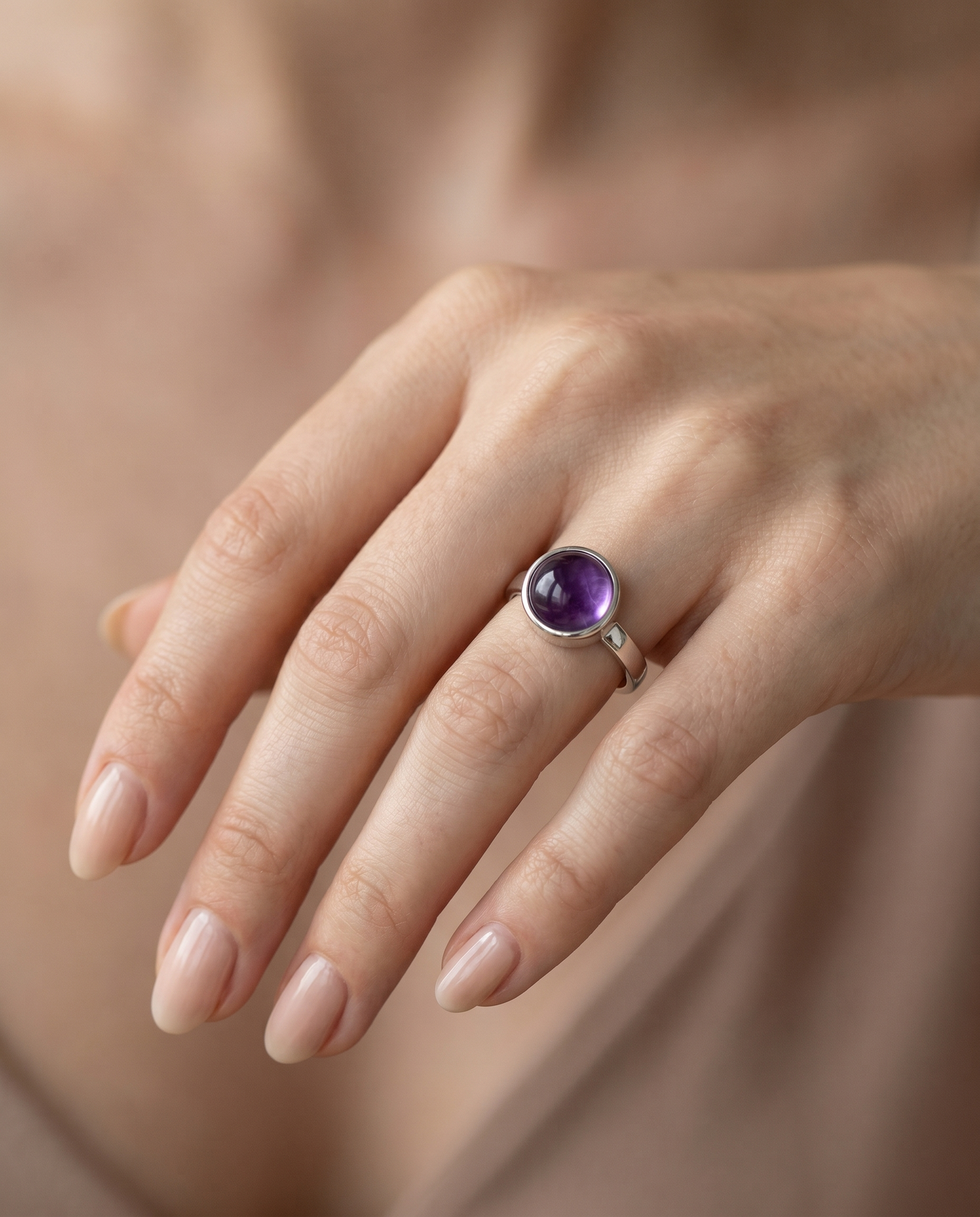 Amethist Ring in edelstaal