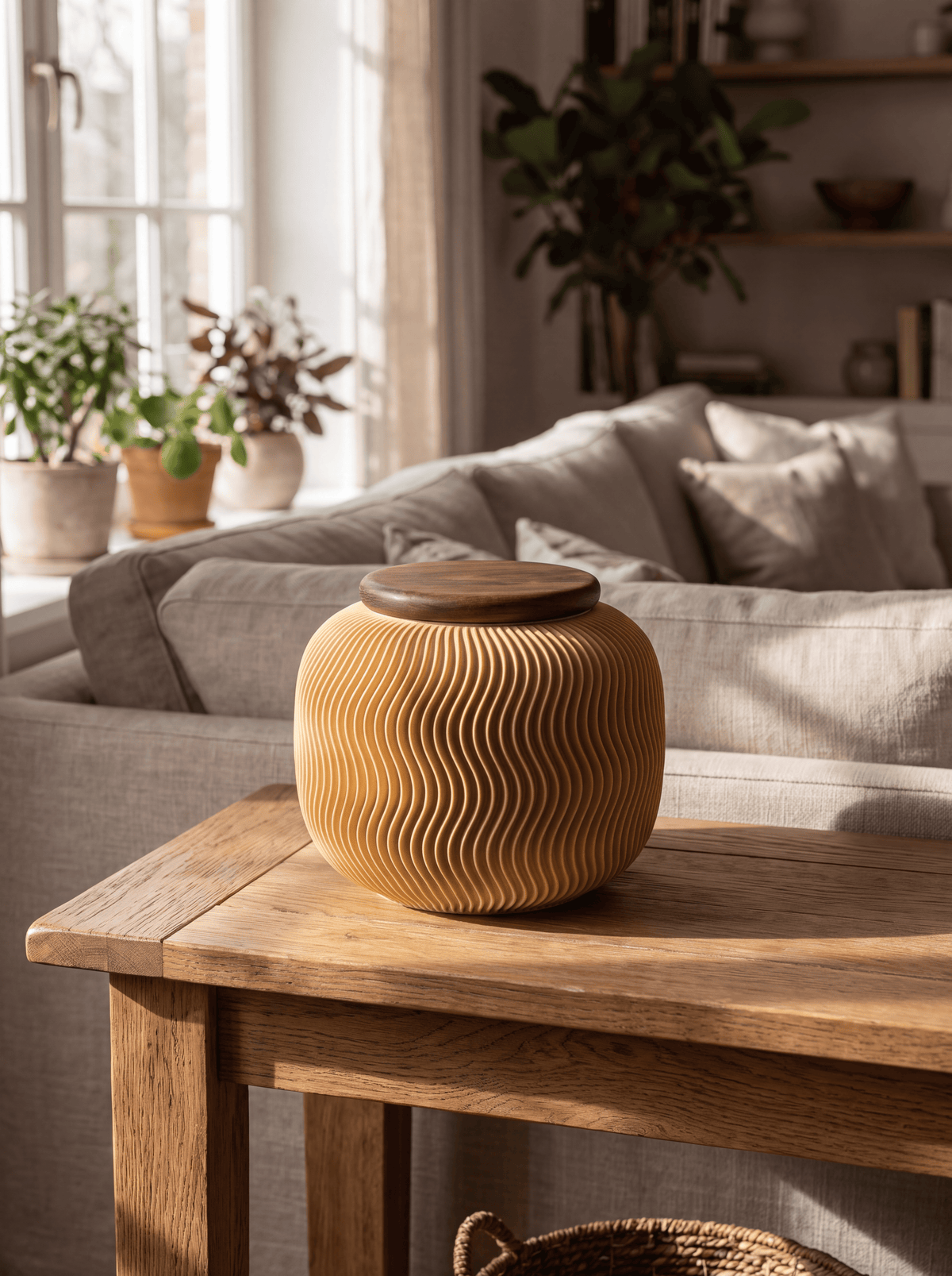 Biologisch afbreekbare urn 1,6 L voor volwassenen, NAMI kleine urn - houtvezel bio | Stilte & Vorm