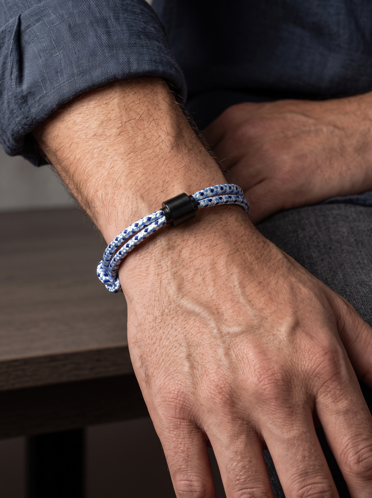 As armband heren Ever True, zwart edelstaal – assieraad gedenkarmband