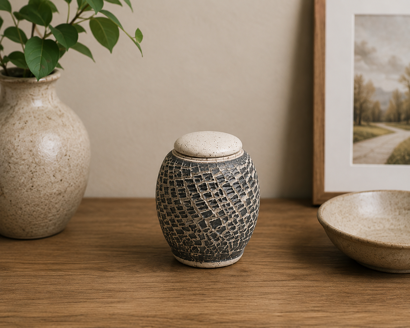 Mini keramieken urn Pietra – Bari, 200ml, handgemaakt door Manu Vanherp · Unica Terra, Brugge