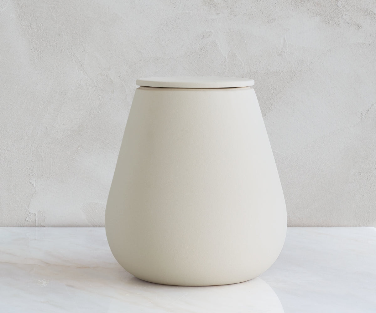 Eco keramieken urn ATHOS – beige engobe, 3,8L - zijaanzicht