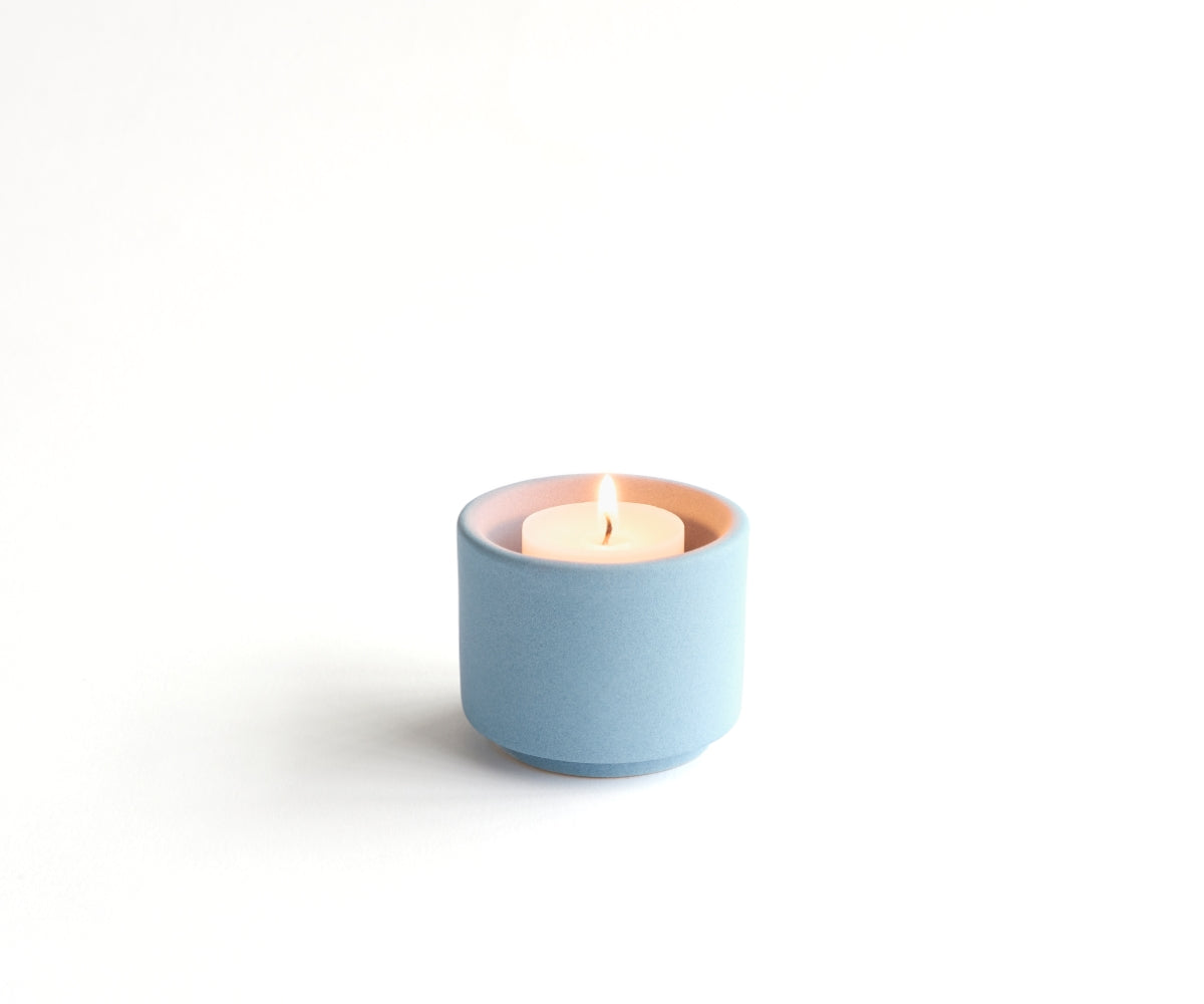 Mini urn met theelichthouder 'HELIOS' – grijsblauw engobe, 50 ml (foto 3)