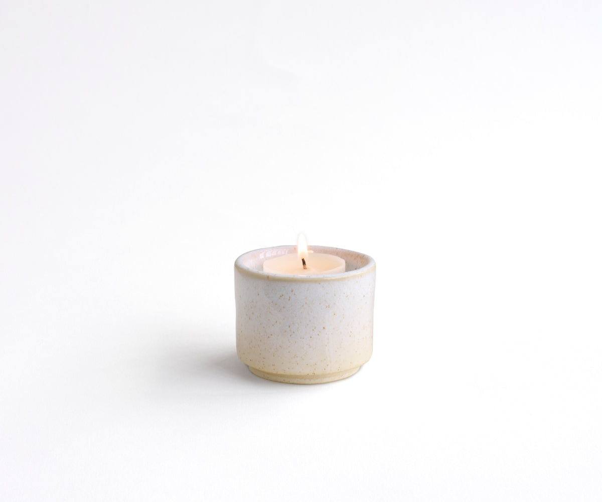 Mini urn met theelichthouder 'HELIOS' – wit gespikkeld, 50 ml (foto 3)
