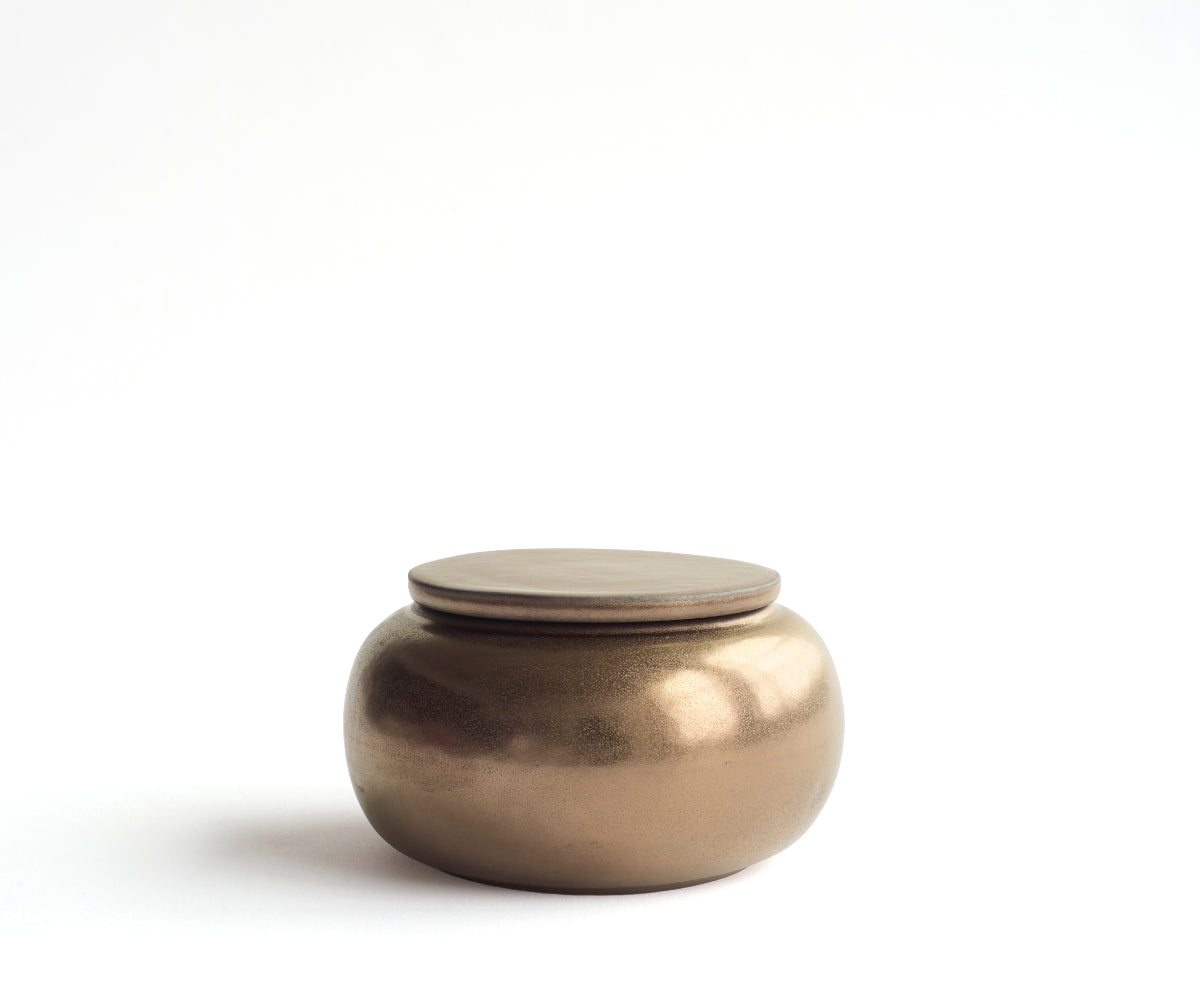 Mini urn keramiek 'SERES' – koper metallic, 200 ml — handgemaakt door ambachtelijke ateliers in België en Portugal (foto 3)