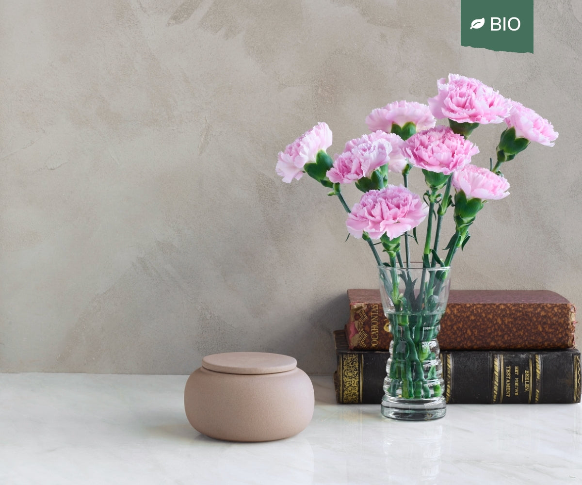 Mini eco urn 'SERES' – zandkleurig engobe, 200 ml — handgemaakt door ambachtelijke ateliers in België en Portugal (foto 2)