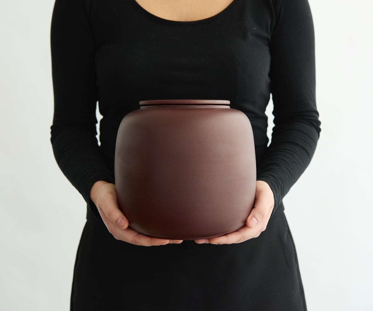 Keramieken urn groot 'SERES' – roodbruin engobe, 3,8L (foto 4)