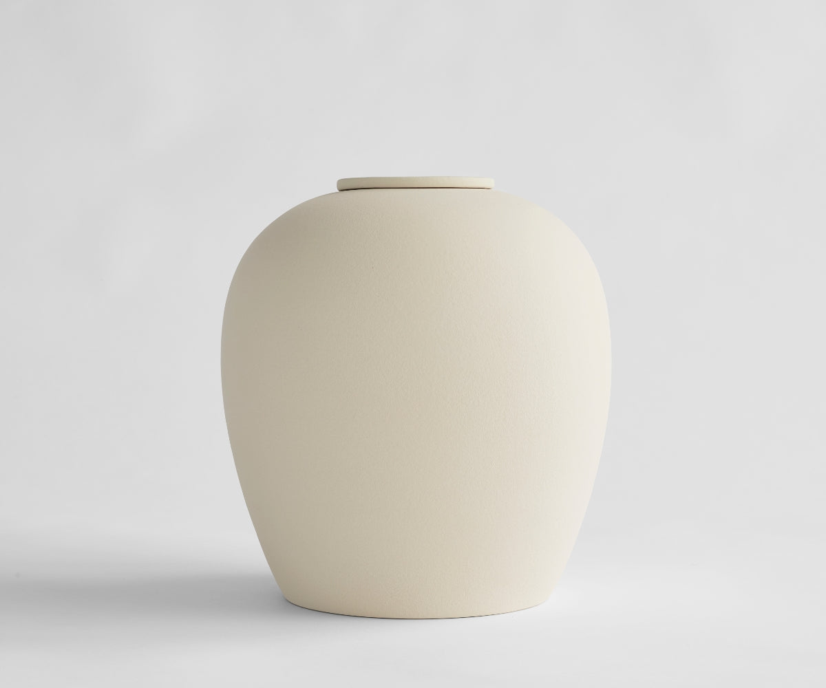 Eco keramieken urn VERNO – beige engobe, 3,9L - zijaanzicht