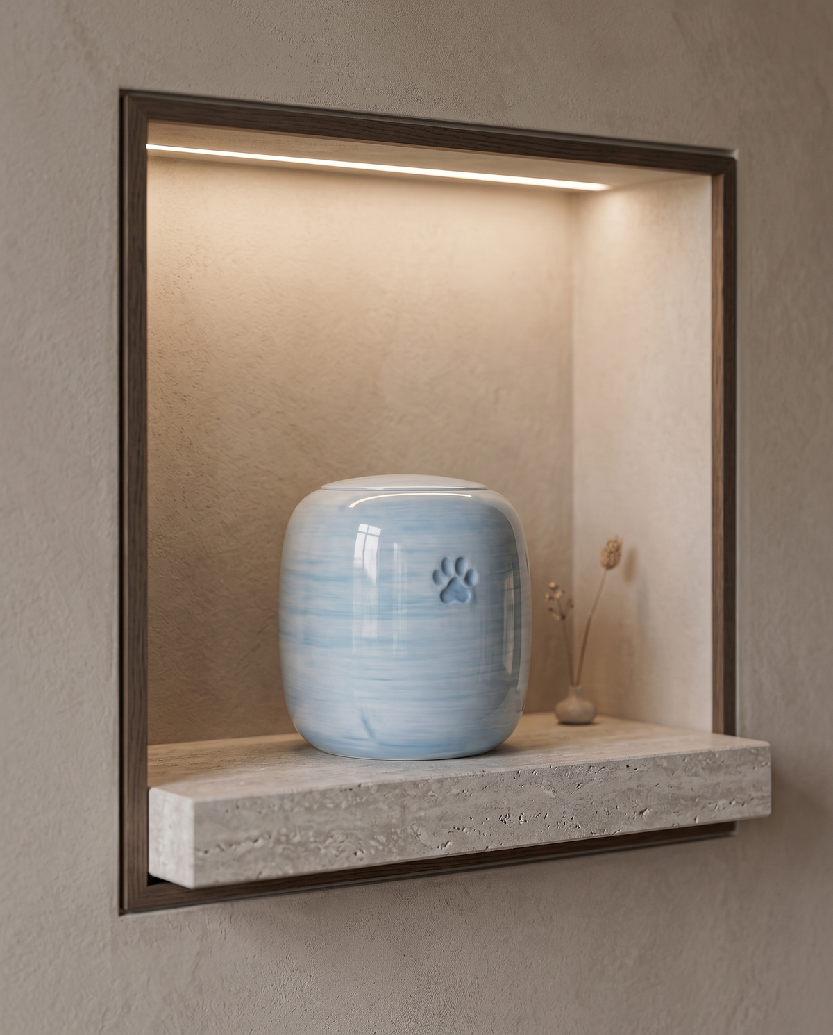 Urn voor dieren keramiek, mistblauw, AURA