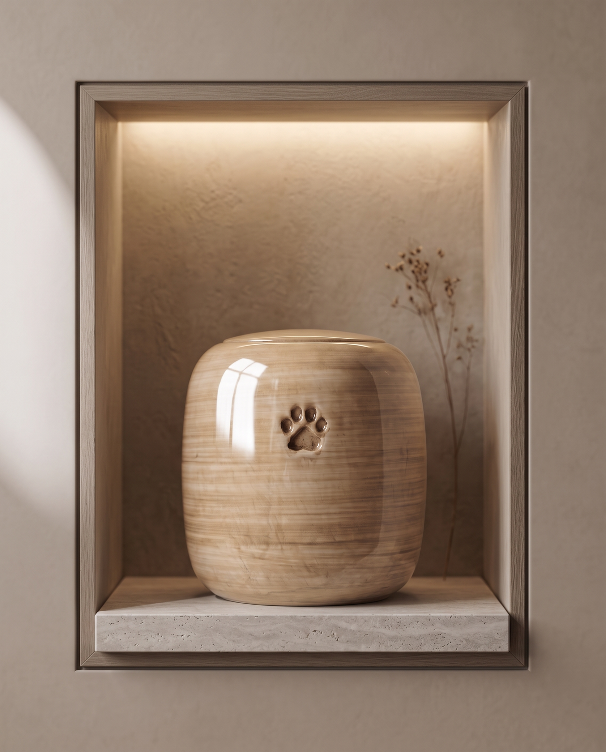 Urn voor dieren keramiek, koffiebruin, AURA