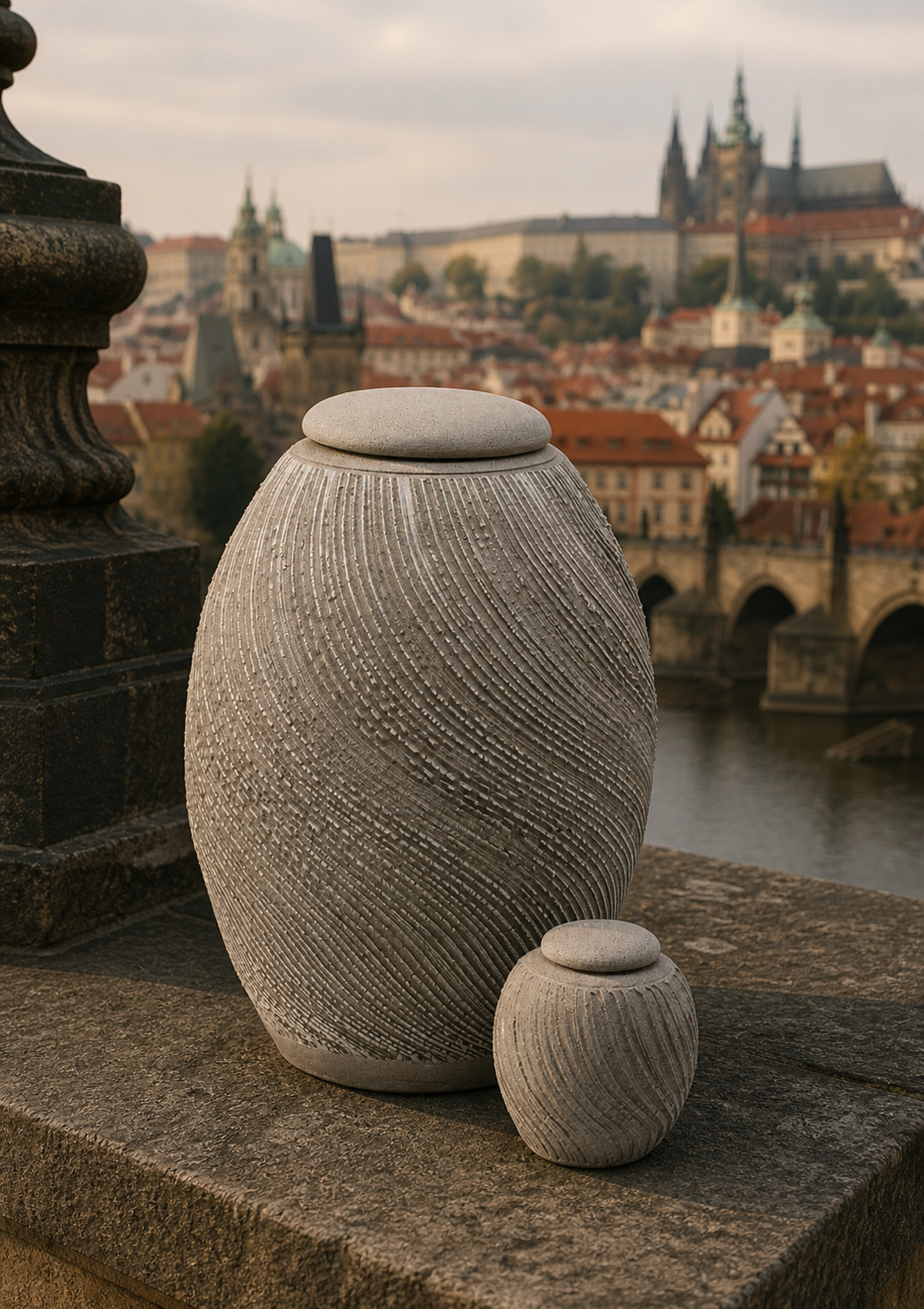 Grote keramieken urn Vltava – Praag, 3,5L - in opstelling