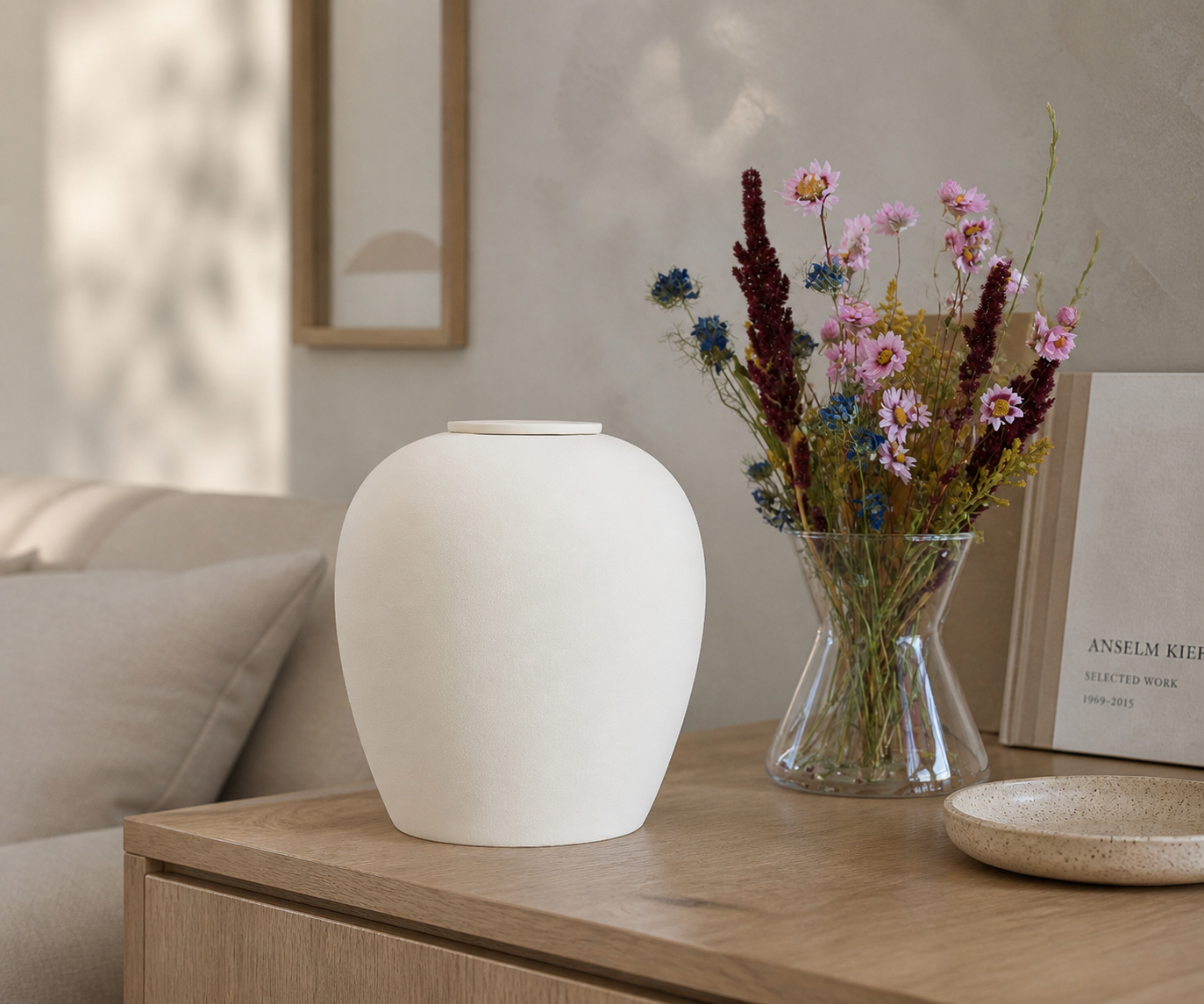 Eco keramieken urn VERNO – beige engobe, 3,9L