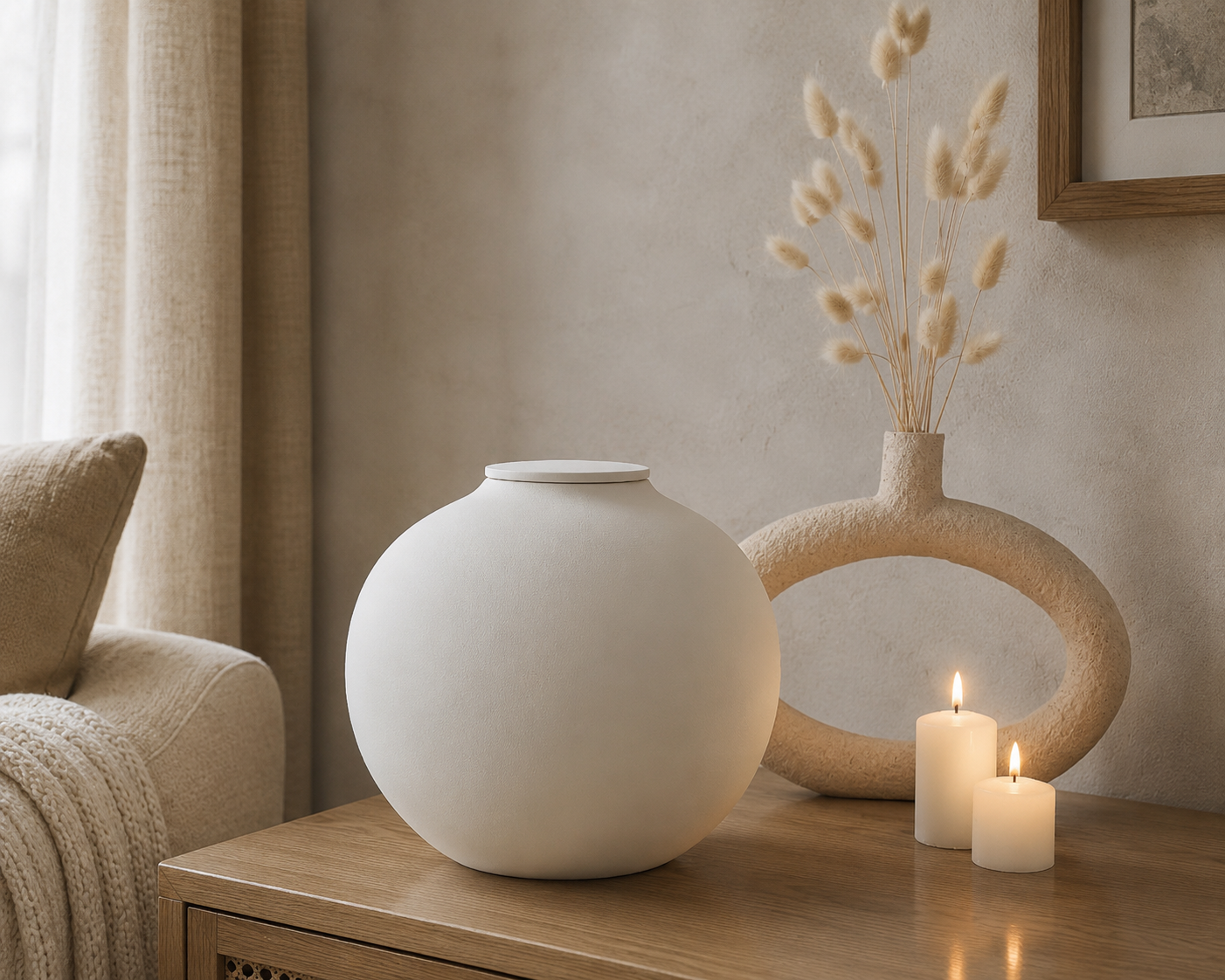 Eco keramieken urn VEDA – beige engobe, 3,9L