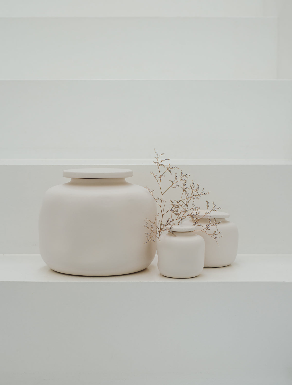 Keramische urn 3 L voor volwassenen, satijn wit, BOHO COTTON
