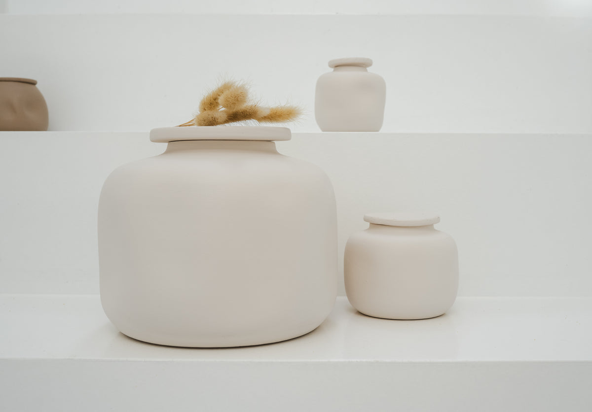 Urn voor dieren 1,5 L keramiek, steenwit, STONE