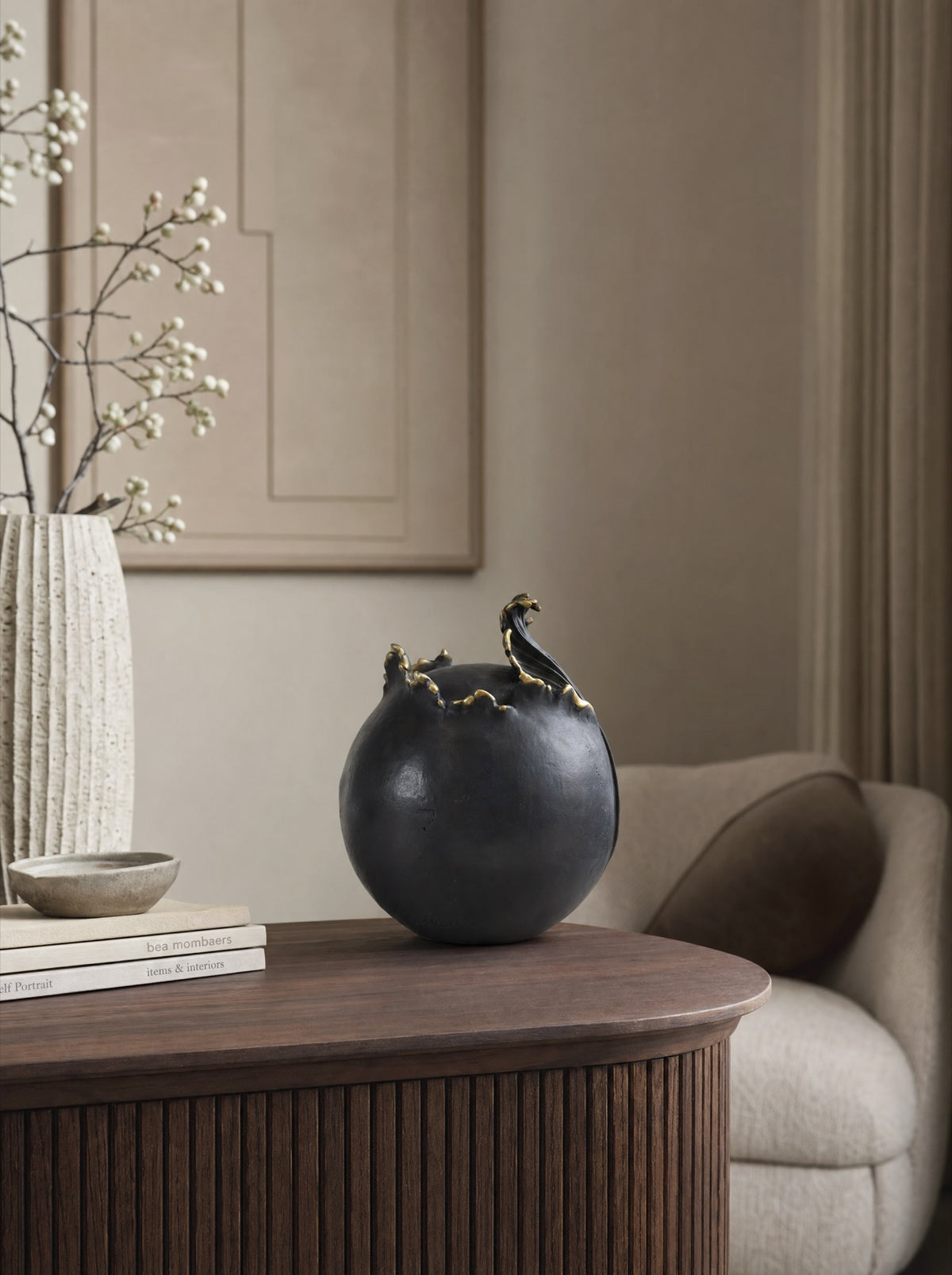 Bronzen urn 25 cm voor volwassenen, vlammen