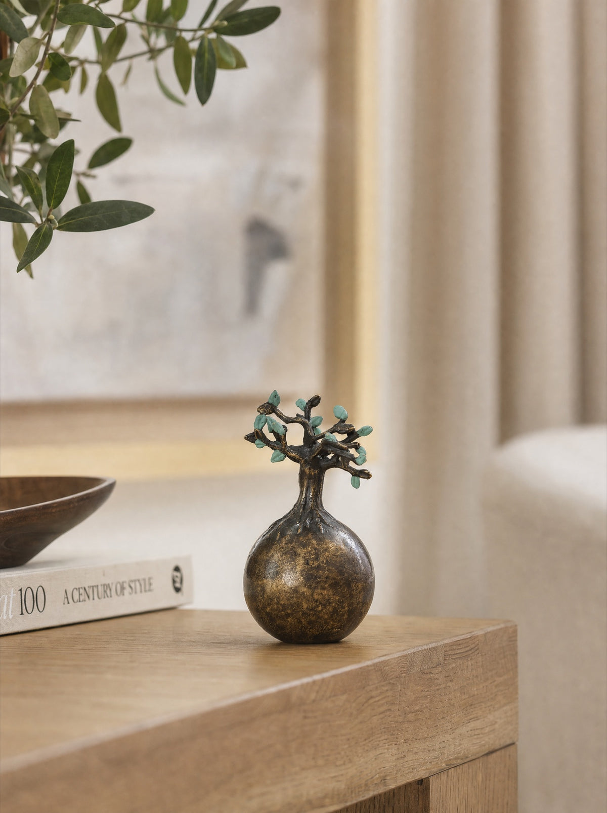 Mini urn brons 12 cm, levensboom