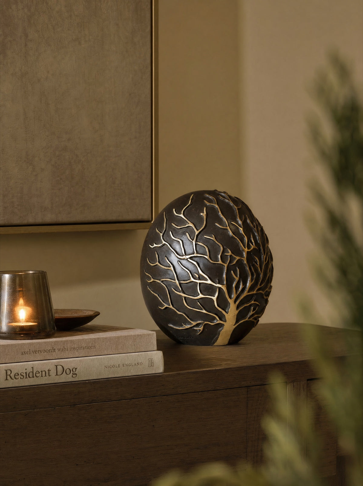 Bronzen urn 21 cm voor volwassenen, levensboom met takken