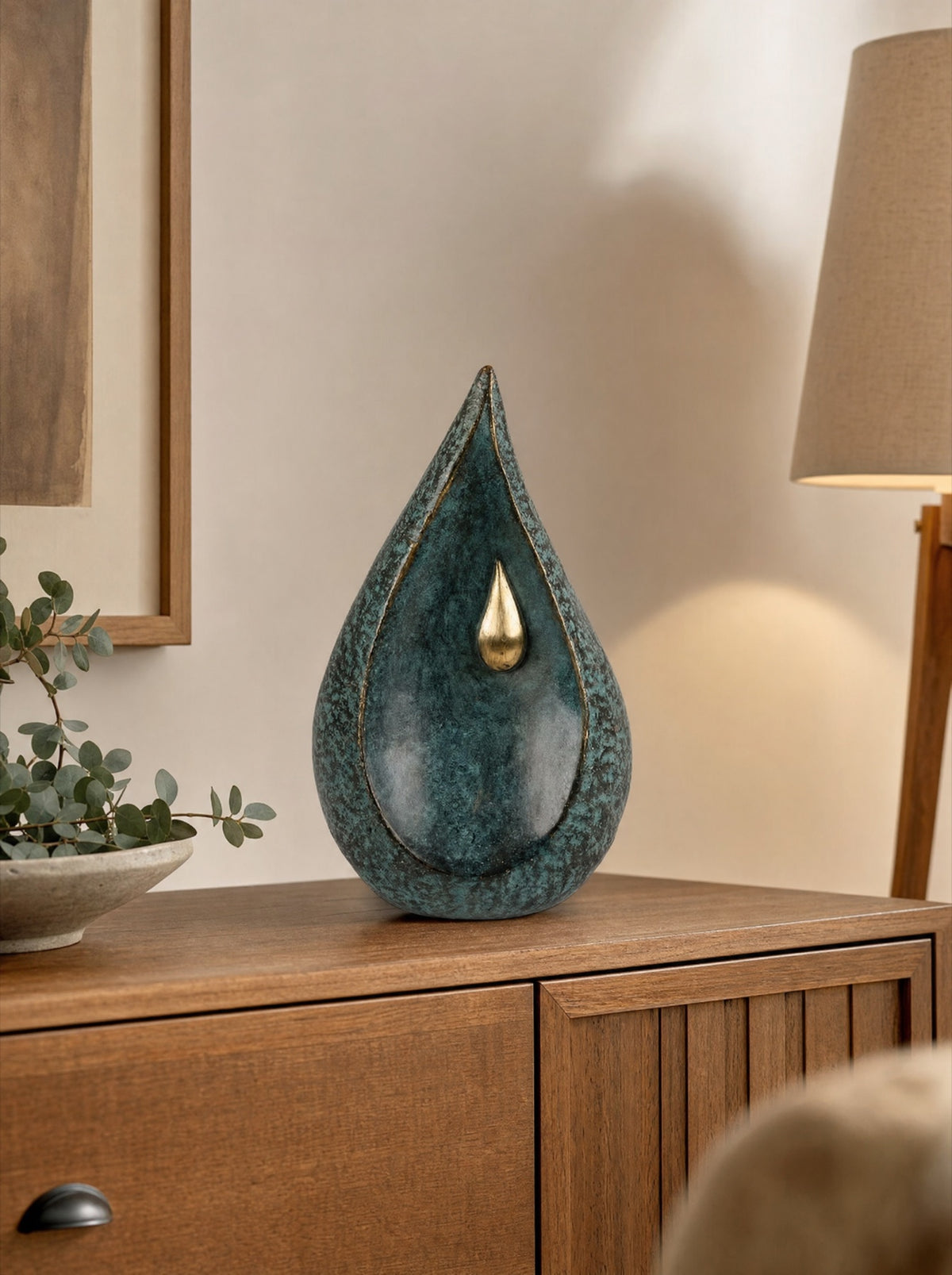 Bronzen urn 30 cm voor volwassenen, druppel