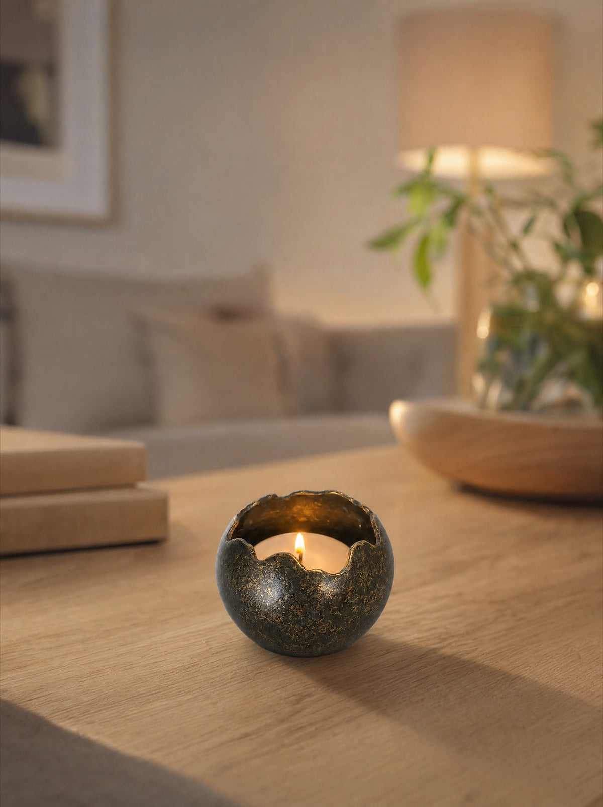 Mini urn brons 5 cm, met waxinelichthouder