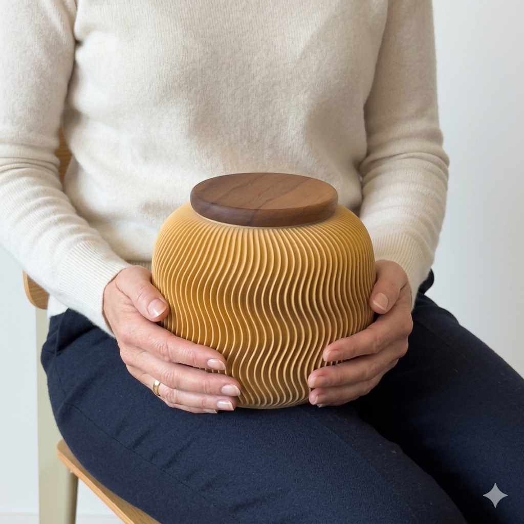 Kleine urn 'NAMI' – houtvezel, biologisch afbreekbaar, 1,6L
