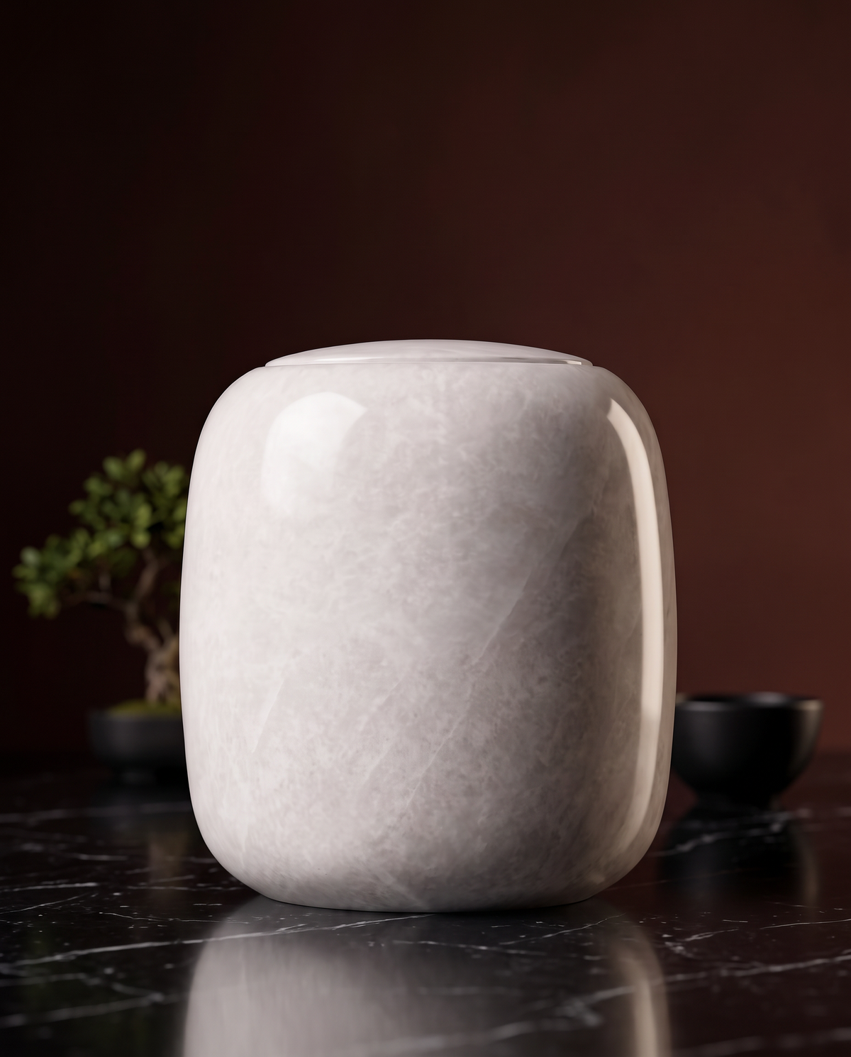 Kleine urn 0,95 L natuursteen, ivoorwit, LUCE