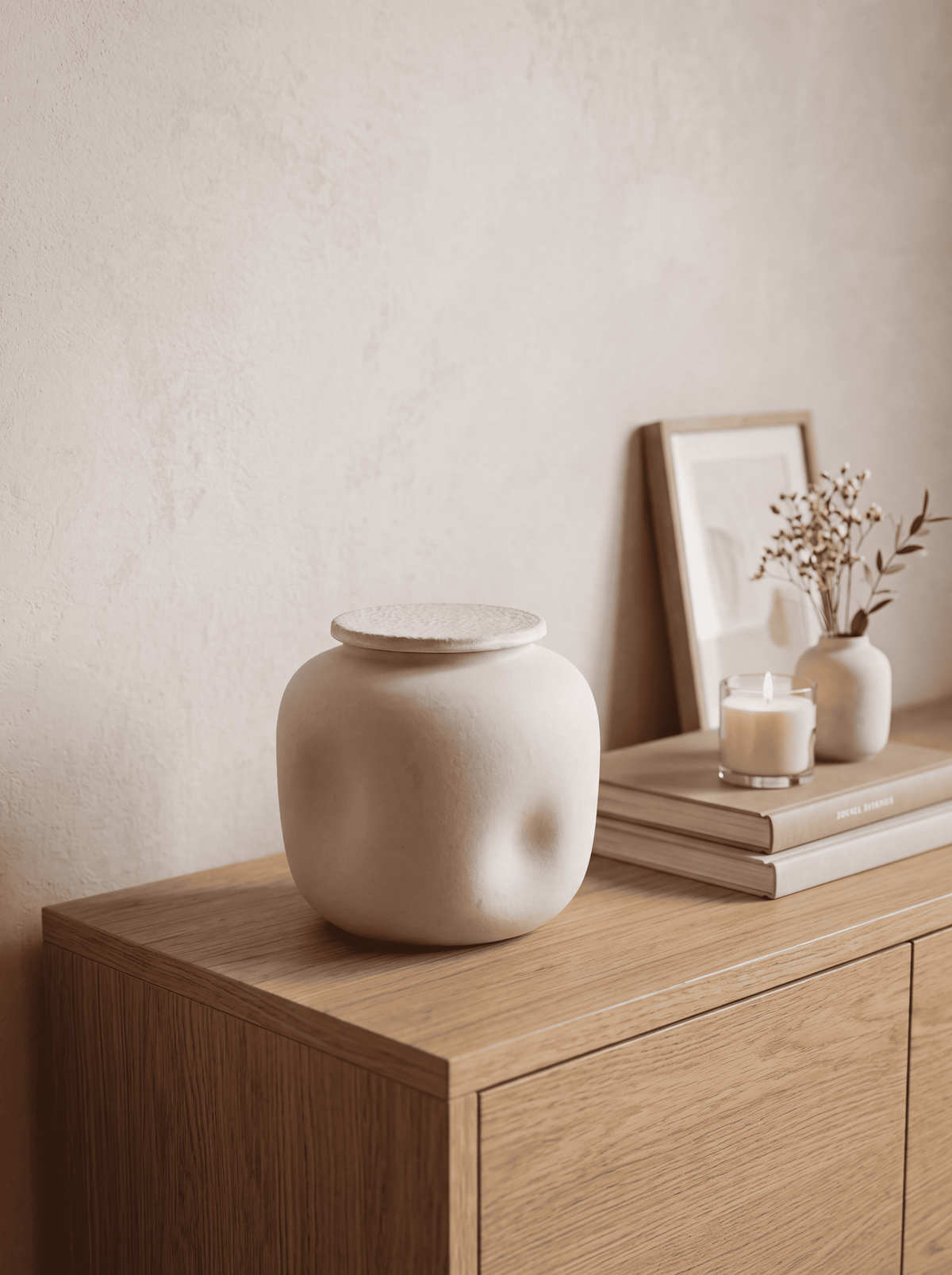 Urn voor dieren 400 ml keramiek, steenwit, STONE