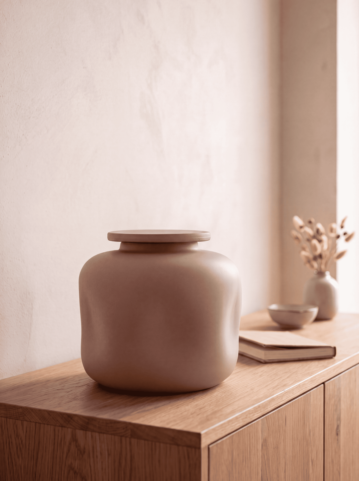 Keramische urn 3 L voor volwassenen, mokka taupe, BOHO TAUPE
