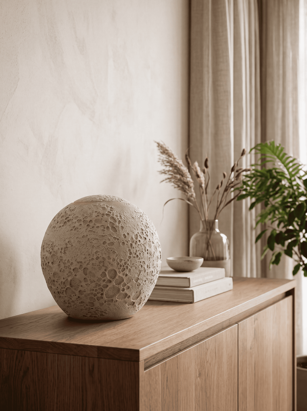 Keramische urn 3 L voor volwassenen, maanwit, MOON