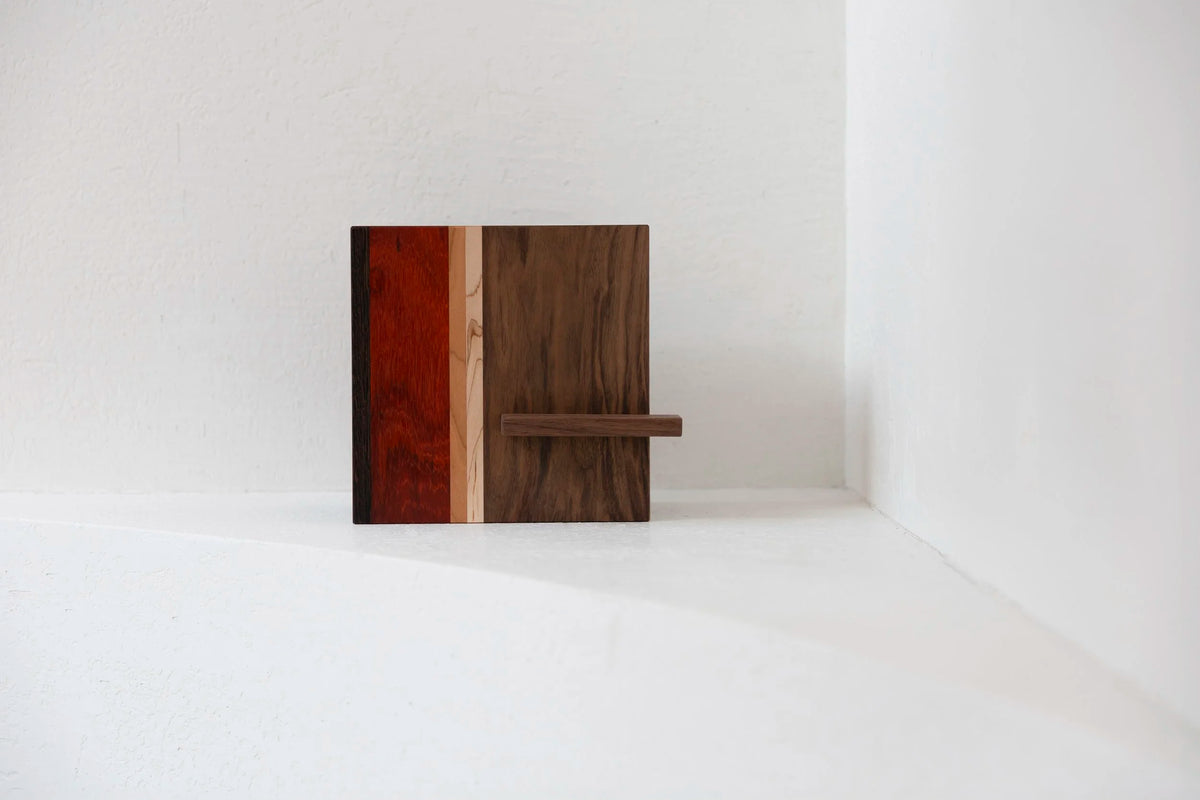 Grote houten urne, Wengé + padoek + kers + es + walnoot