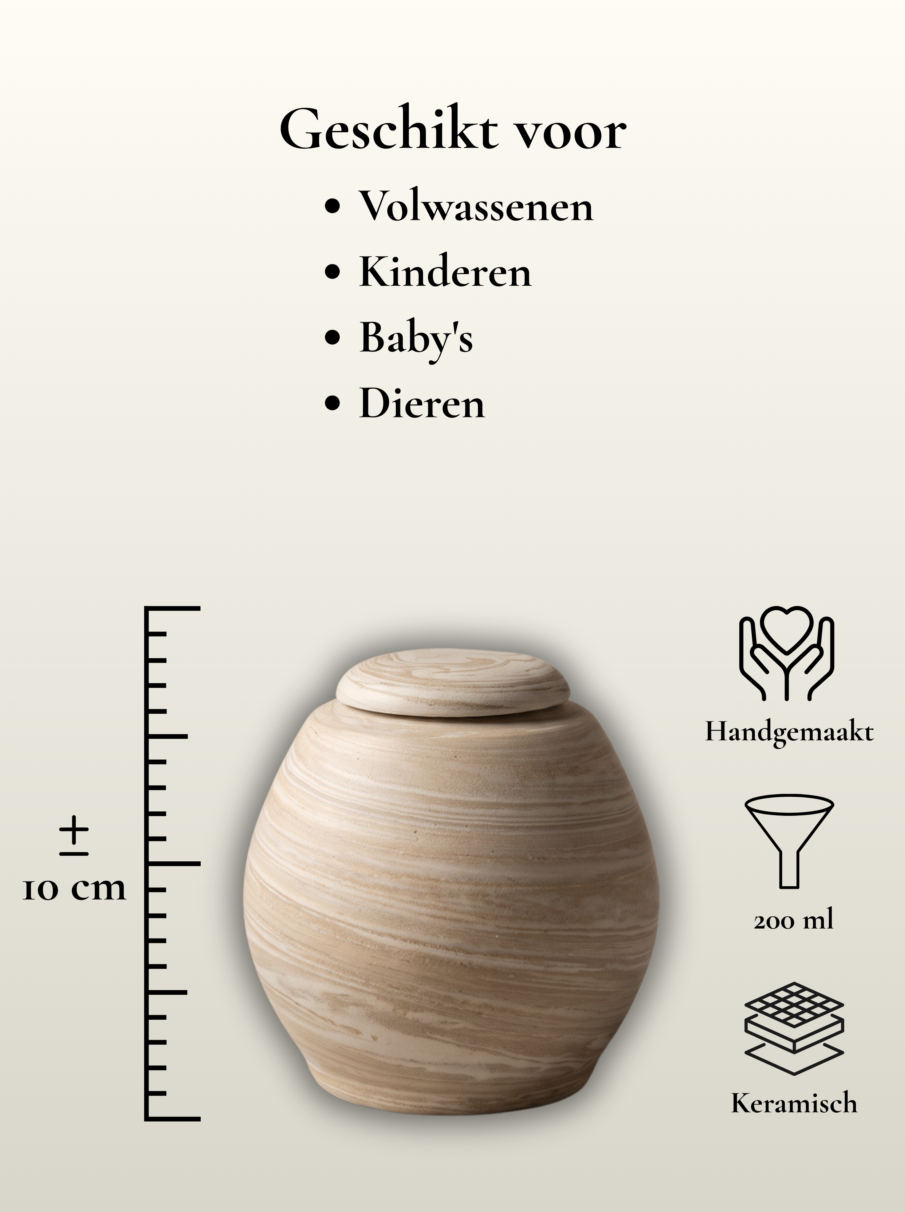 Mini urn 200 ml keramiek, Montreux – Genève | Stilte & Vorm