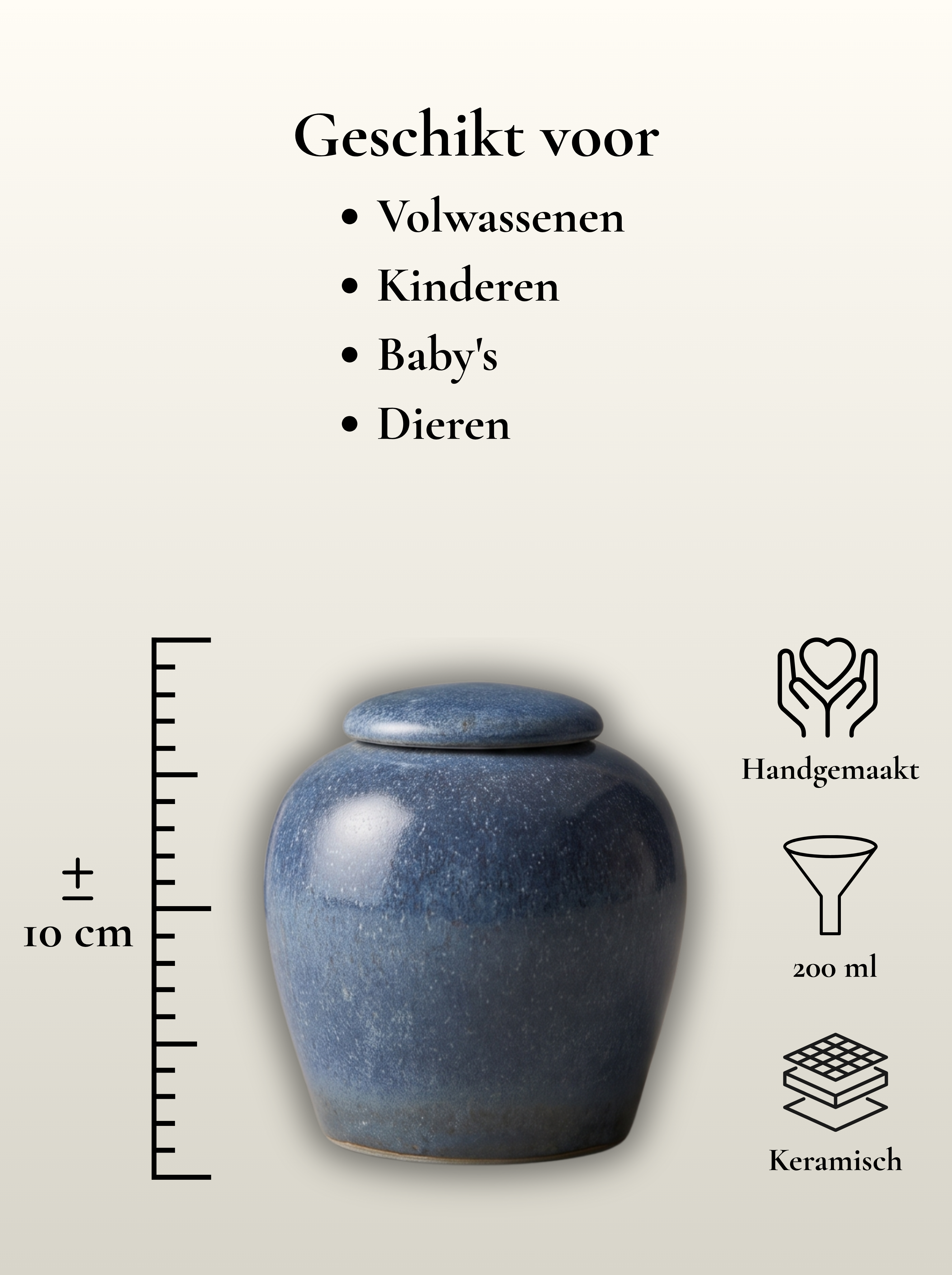 Mini urn 200 ml keramiek, Azur – Marseille | Stilte & Vorm
